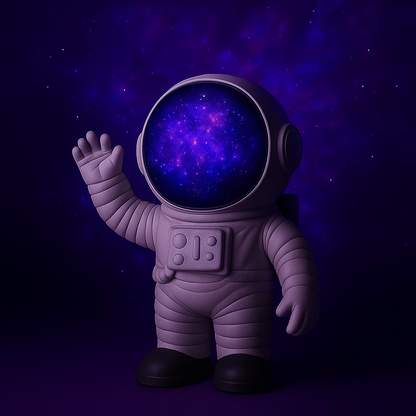 Galaxy Themed Astronaut Projector and Nightlight - USB Powered Bedroom Table Lamp