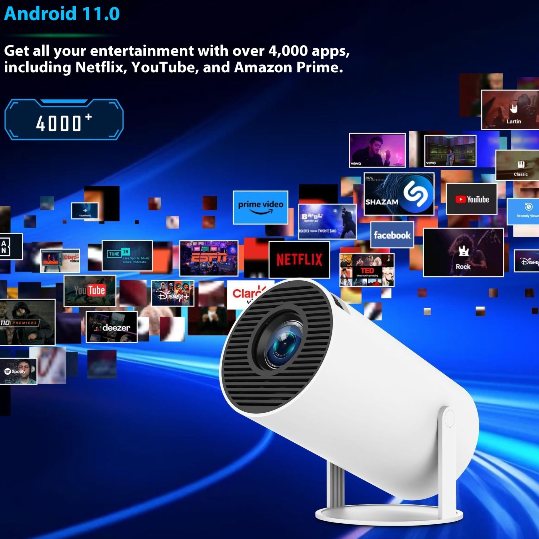 Portable Smart Projector 720P H713 Android 11 Projector Supports HD